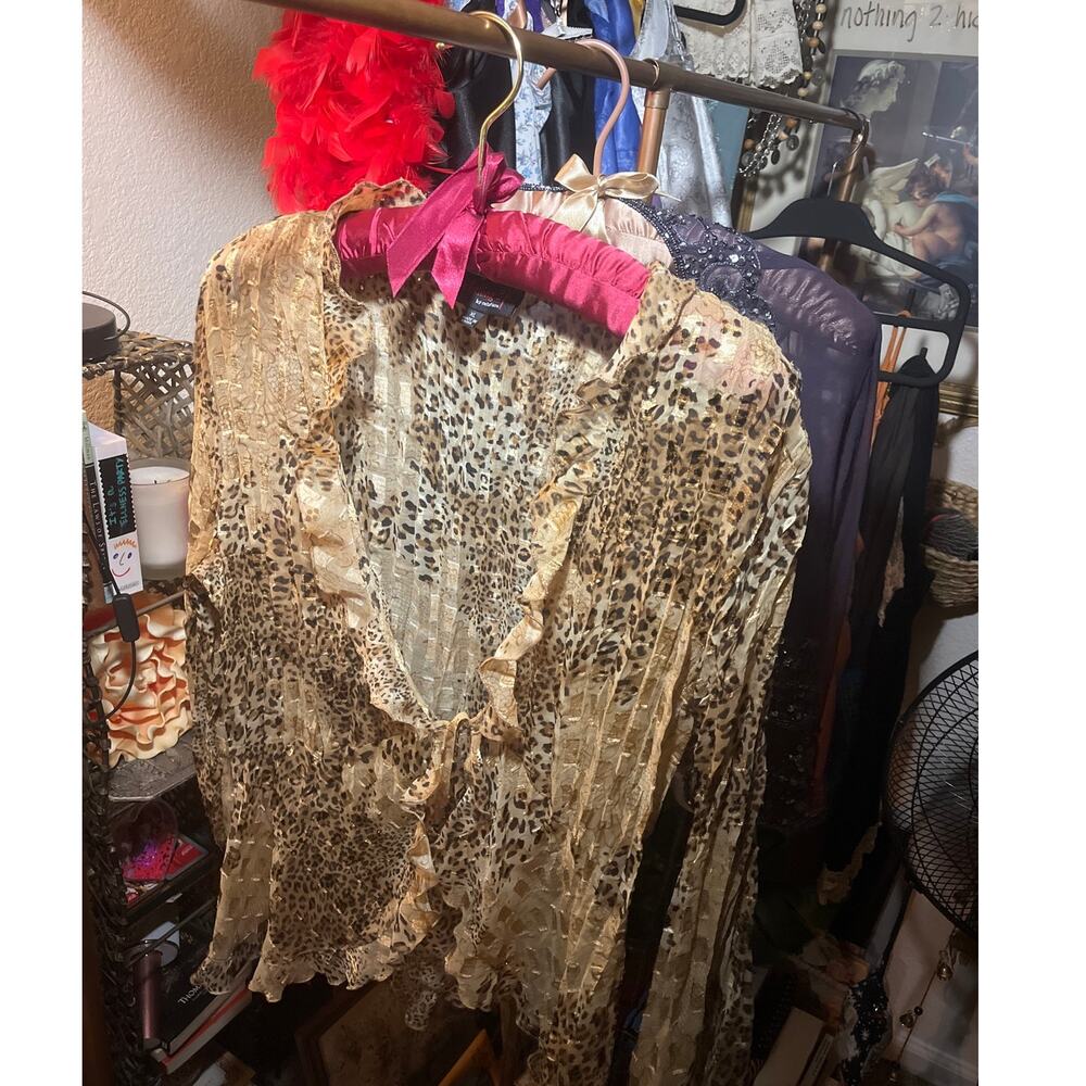 Leopard Metallic Vintage Mesh Top -- circa 2000s (c. 2002-2005)